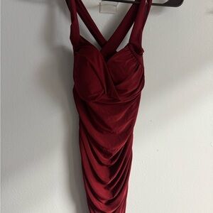 Windsor Burgundy Backless Draped Dress